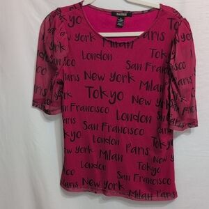 Madison Maroon City Print Short Sleeve Tee